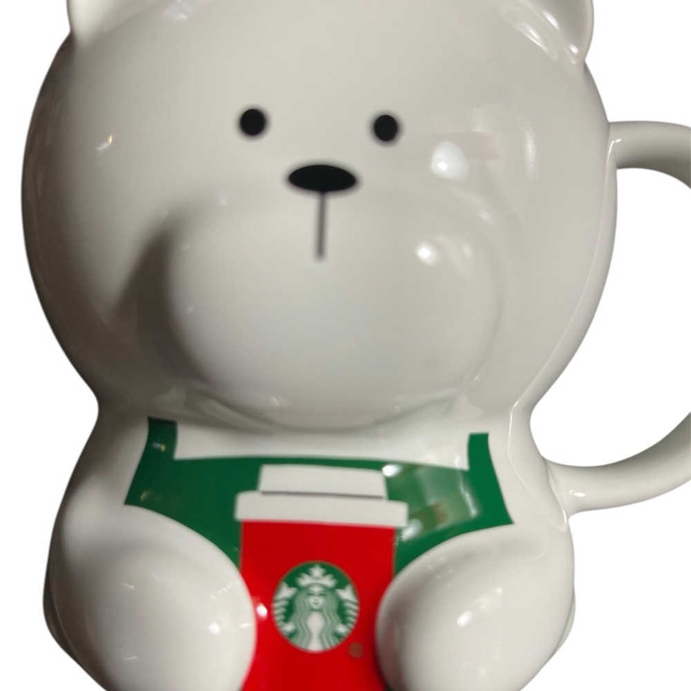 Starbucks White Bear Mug with Red and Green Accents - Picture 3 of 5